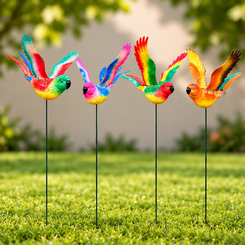 Flying Rainbow Parrot Garden Stakes – Set of 2 or Set of 4
