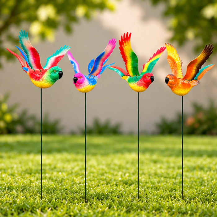 Flying Rainbow Parrot Garden Stakes – Set of 2 or Set of 4