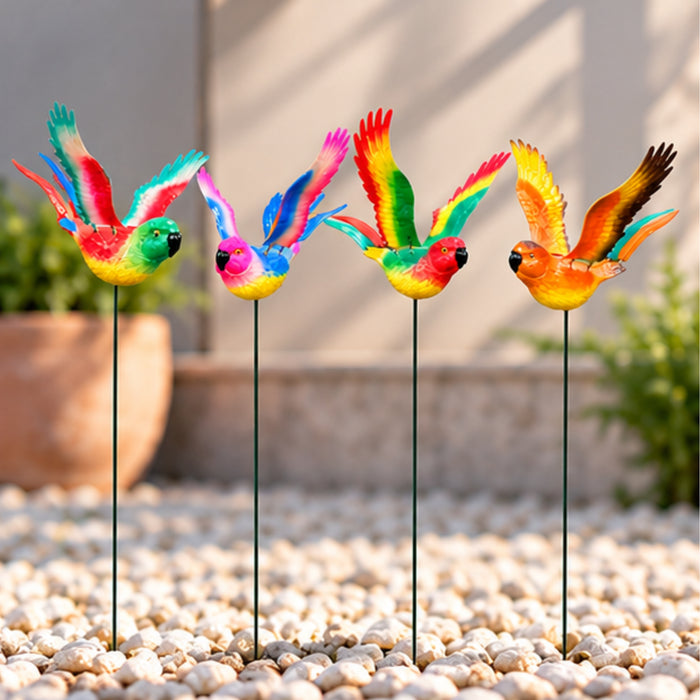 Flying Rainbow Parrot Garden Stakes – Set of 2 or Set of 4