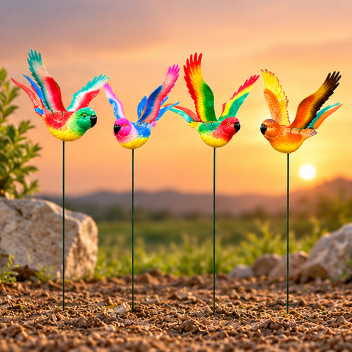 Flying Rainbow Parrot Garden Stakes – Set of 2 or Set of 4