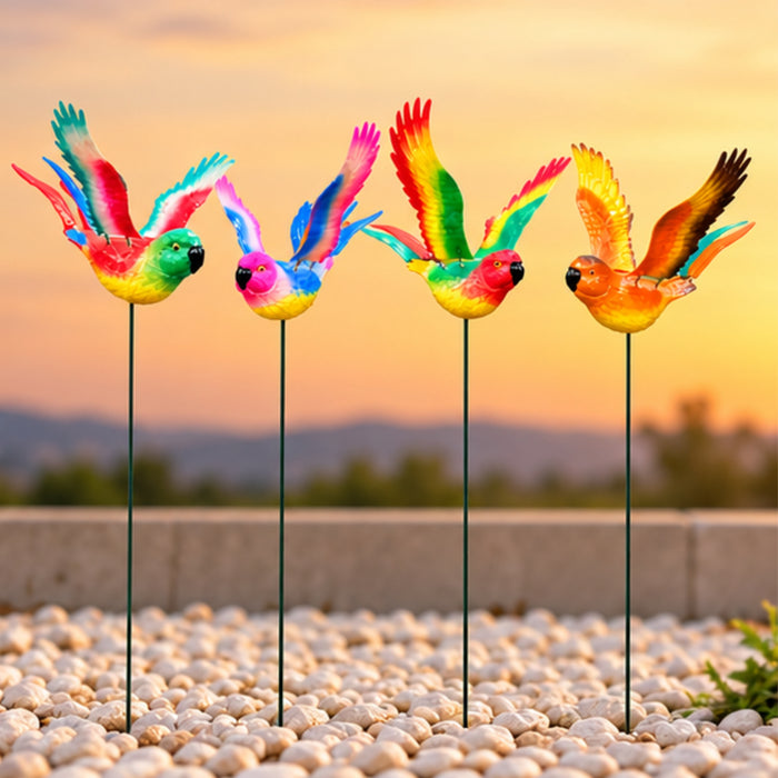 Flying Rainbow Parrot Garden Stakes – Set of 2 or Set of 4