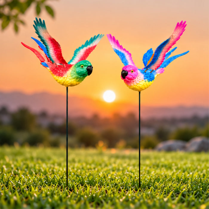 Flying Rainbow Parrot Garden Stakes – Set of 2 or Set of 4