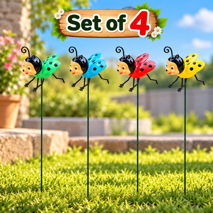 Ladybug Garden Stakes – Set of 2 or Set of 4