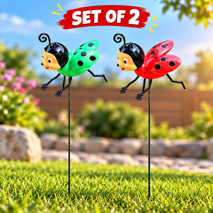 Ladybug Garden Stakes – Set of 2 or Set of 4
