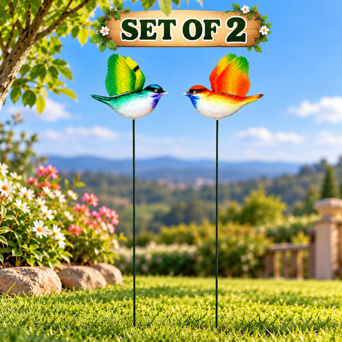 Flying Songbird Garden Stakes – Set of 2 or Set of 4