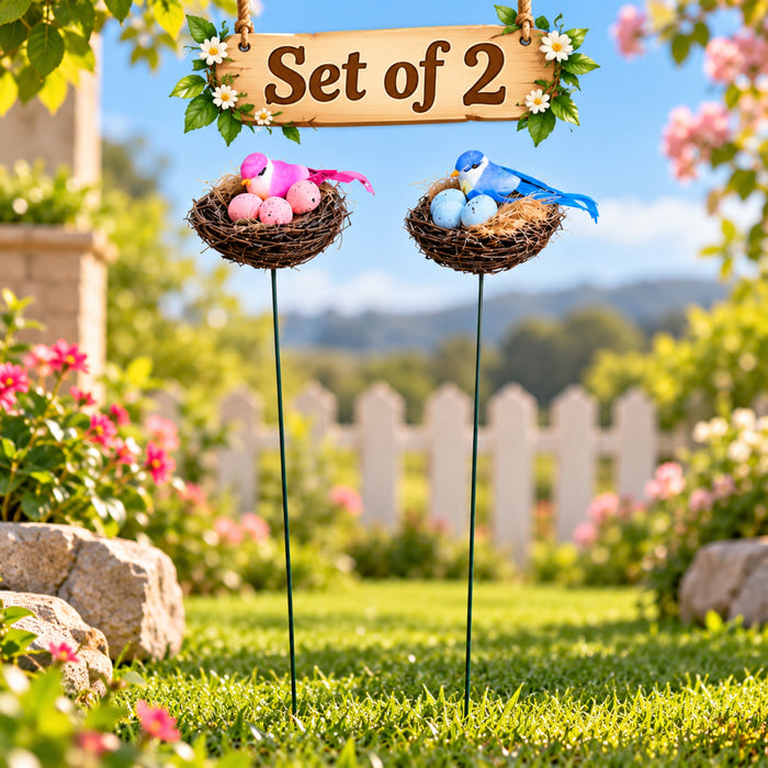 Bird Nest Garden Stakes – Set of 2, 4 or 5