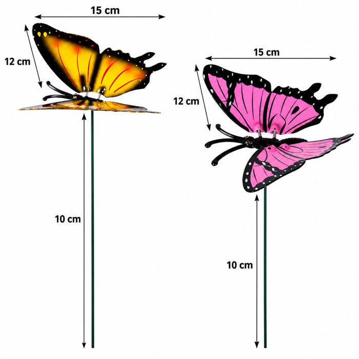 Big Butterfly Garden Sticks Pink & Yellow – Set of 2 or Set of 4