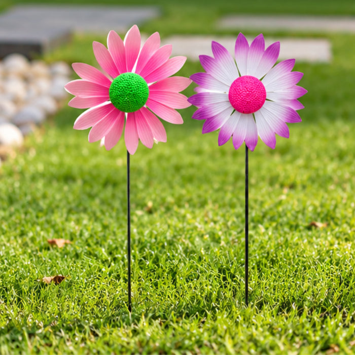 Sunflower & Daisy Windmill Garden Sticks – Set of 2 or Set of 4