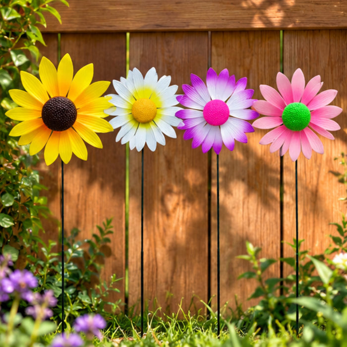 Sunflower & Daisy Windmill Garden Sticks – Set of 2 or Set of 4