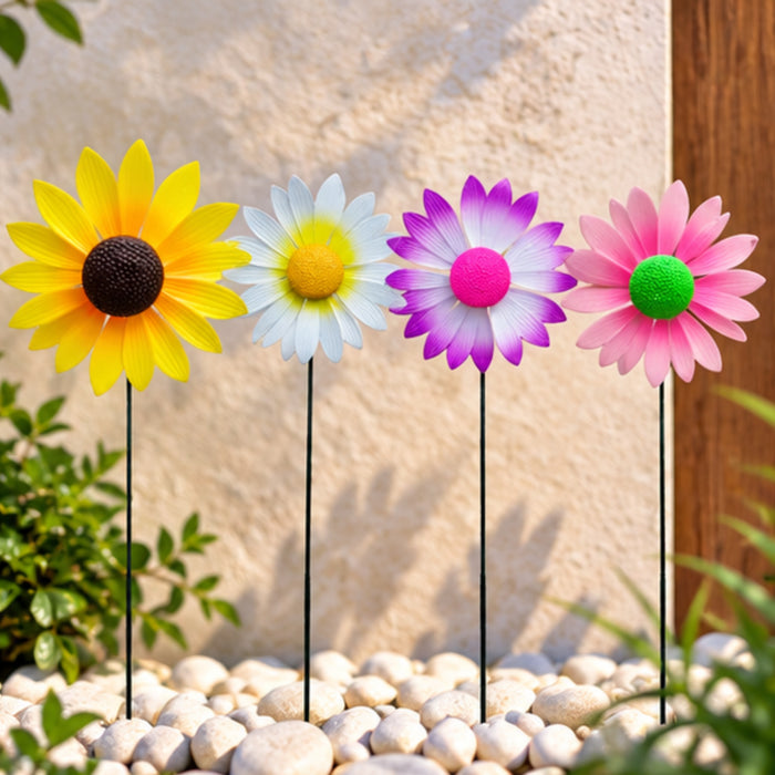 Sunflower & Daisy Windmill Garden Sticks – Set of 2 or Set of 4