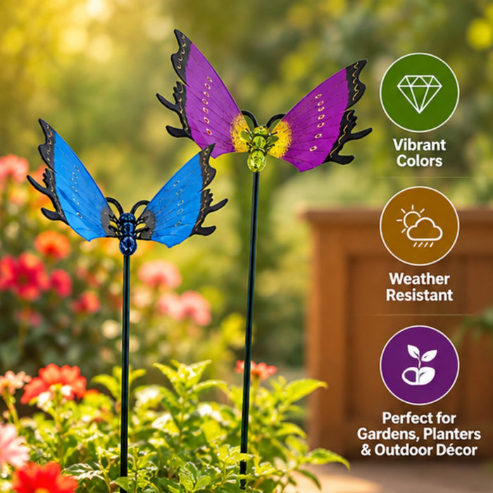 Big Butterfly Garden Stakes – Set of 2 or Set of 4