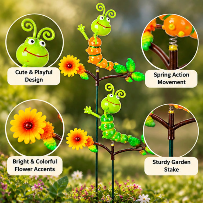 Caterpillar on Flower Garden Stakes – Set of 2 or Set of 4