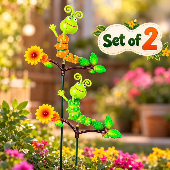 Caterpillar on Flower Garden Stakes – Set of 2 or Set of 4