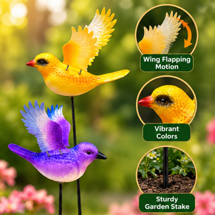 Wing-Flapping Bird Garden Stakes – Set of 2 or Set of 4