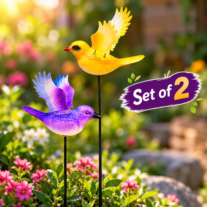 Wing-Flapping Bird Garden Stakes – Set of 2 or Set of 4