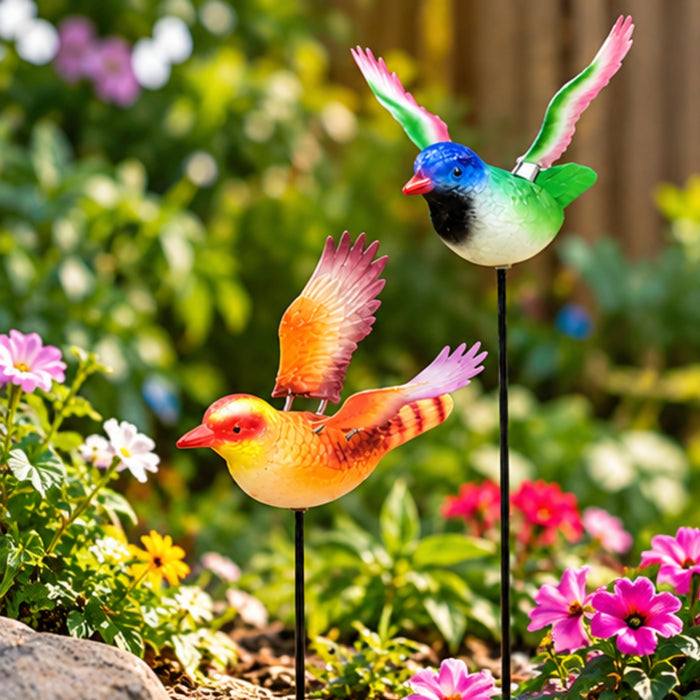 Wing-Flapping Bird Garden Stakes – Set of 2 or Set of 4