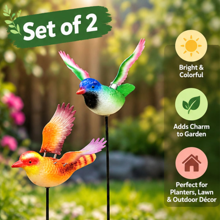 Wing-Flapping Bird Garden Stakes – Set of 2 or Set of 4