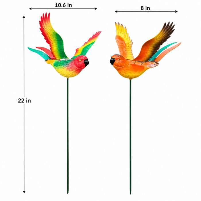 Flying Rainbow Parrot Garden Stakes – Set of 2 or Set of 4