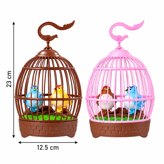 Set of 2 Singing Bird Garden Sticks – Colorful Bird Cage Garden Decor