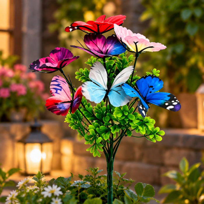 Set of 2 Colorful Butterfly Garden Sticks – Decorative Artificial Flower & Butterfly Plant Stakes