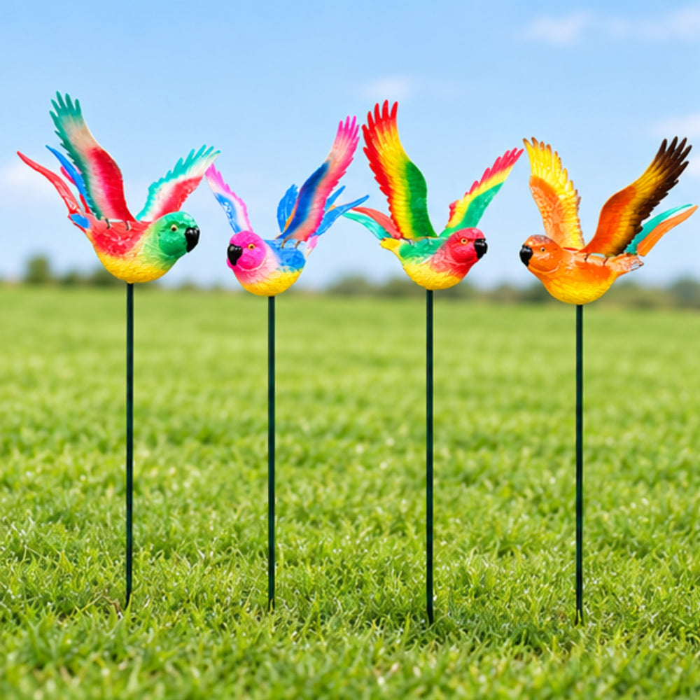 Flying Rainbow Parrot Garden Stakes – Set of 2 or Set of 4