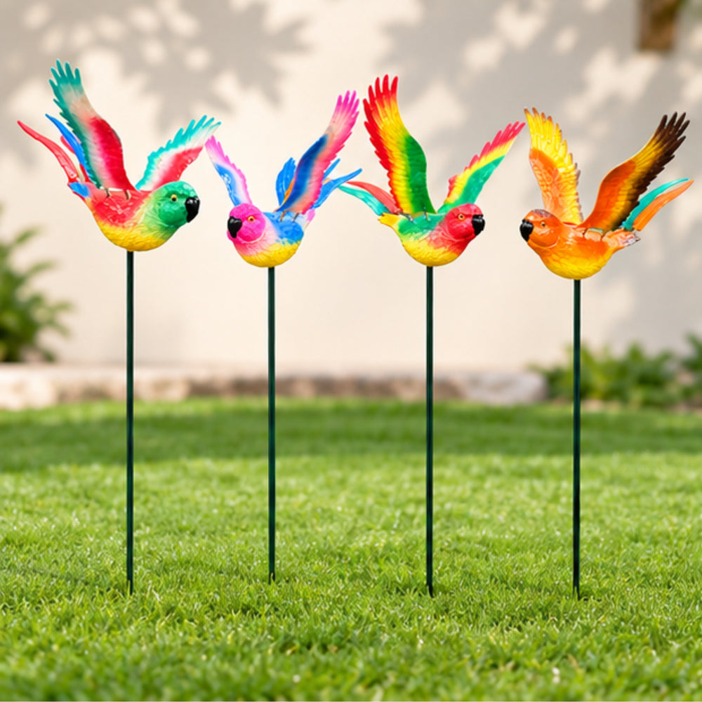 Flying Rainbow Parrot Garden Stakes – Set of 2 or Set of 4