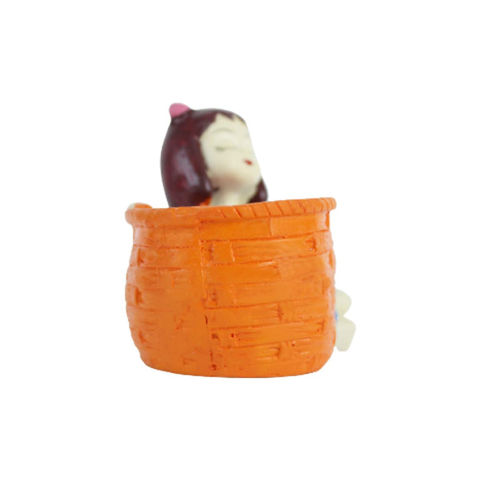 Girl Resin Succulent Planter for Home, Balcony and Garden Decoration (Multicolour, Standard), 1 Piece