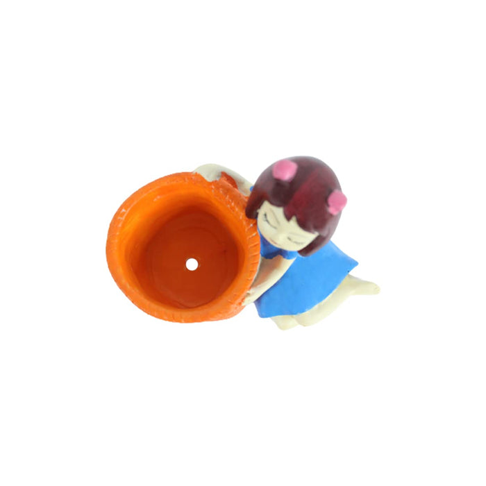 Girl Resin Succulent Planter for Home, Balcony and Garden Decoration (Multicolour, Standard), 1 Piece