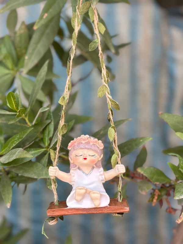 Whimsical Mini Hanging Fairy Garden Statue(White)