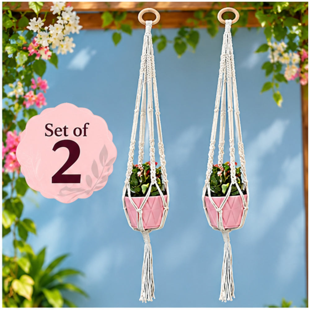 ( Pack of 2 Macrame Plant Hanger Ivory