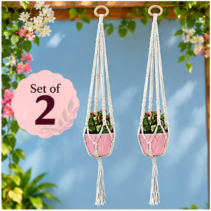 ( Pack of 2 Macrame Plant Hanger Ivory