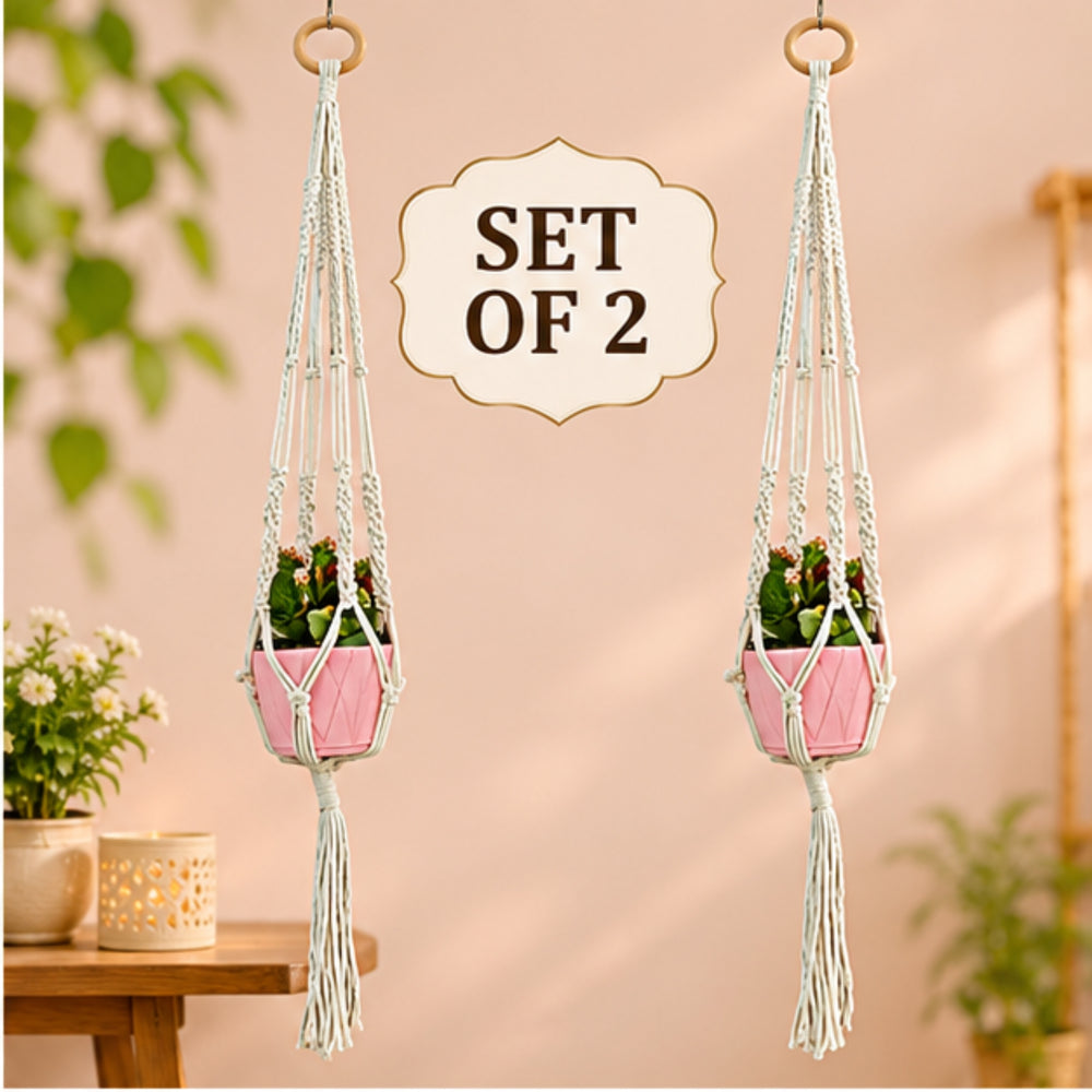 ( Pack of 2 Cotton Rope Macrame Plant Hanger