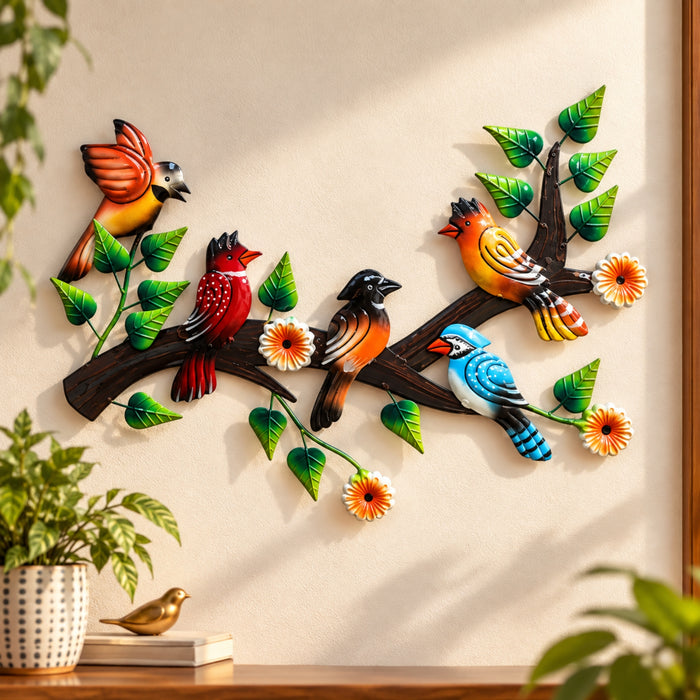 Handcrafted Metal Birds on Branch Wall Art Decor
