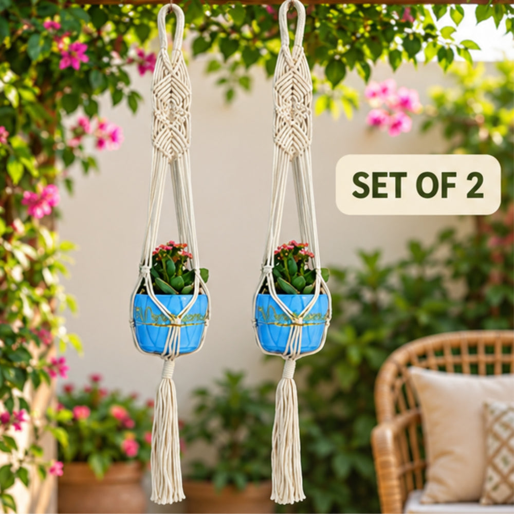 ( Pack of 2 Macrame Plant Hangers for Outdoor Indoor