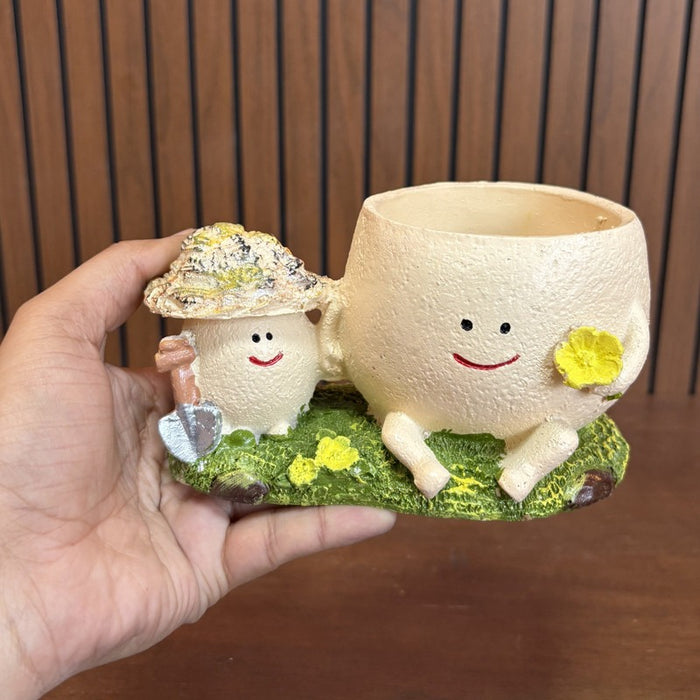 Cute Smile Face Planter Pot with Drainage Hole