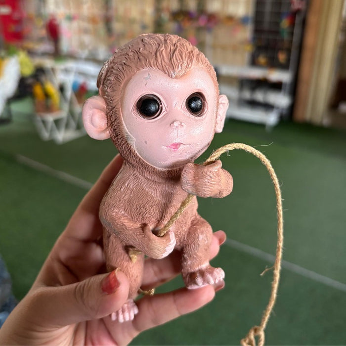 Whimsical Climbing Baby Monkey Garden Statue – Realistic Hanging Primate Sculpture for Tree, Patio, and Home Decor