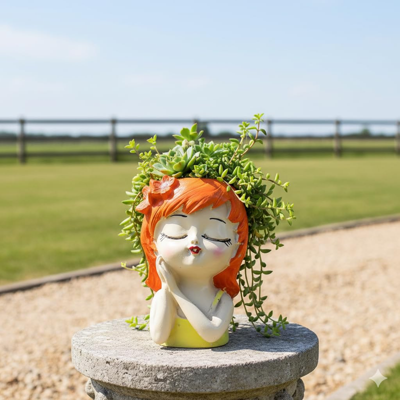 Resin Succulent Planter in Girl