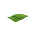 Two square pieces of green artificial grass turf stacked on a white background.