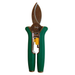 Stainless steel garden pruning shears with green ergonomic handles and a yellow safety locking mechanism