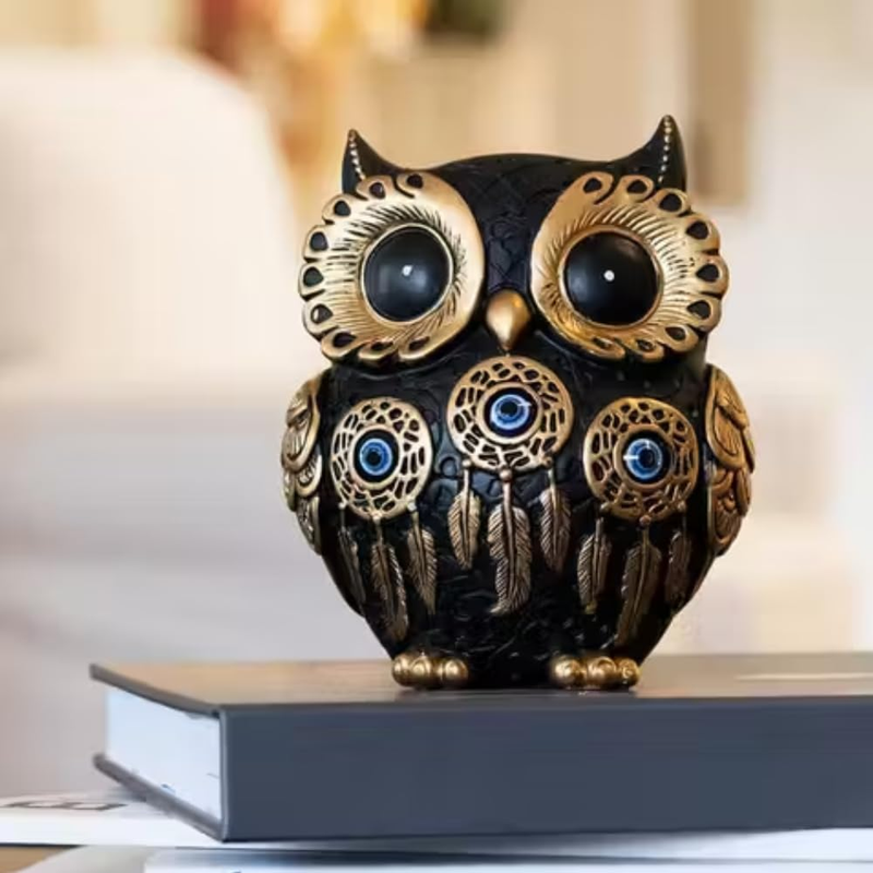 Vintage Black Owl Figurine