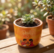 Handcrafted terracotta succulent pot with hand-painted festive Rakhi sibling artwork