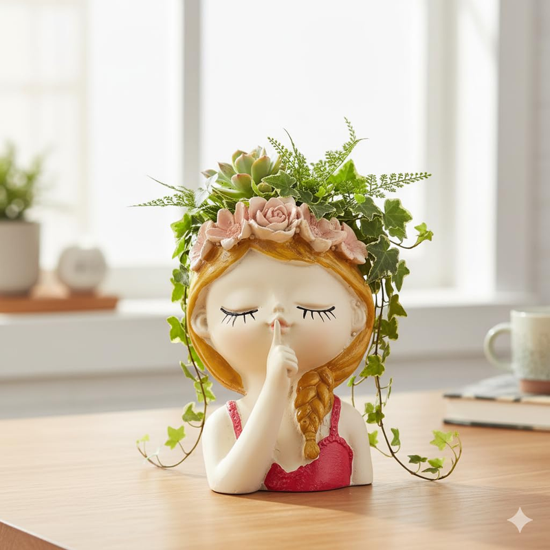 Resin Girl Shape Planter |Flower Pot