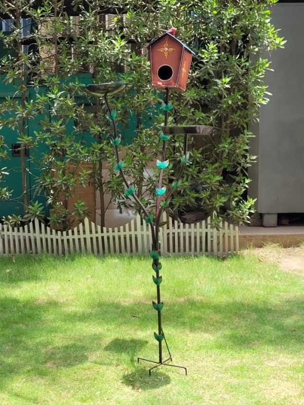60" H Bird Baths for Outdoors,Metal Bird Bath Bowl,Birdhouses & Birdfeed Tray