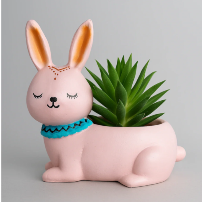 4.7 inch Hand-Painted Pink Bunny Ceramic Succulent Planter