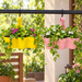11 Inch yellow and pink 3 compartment hanging planters for balcony and garden – set of 2