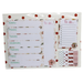 A weekly planner set with a red polka dot background. Features a weekly planning pad with horizontal day slots and bakery illustrations, a separate to-do list notepad with a kitchen mixer icon, and four decorative sticky tabs with strawberry and macaron design