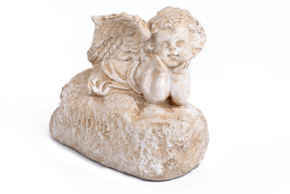 Angel/Cherub with Hope Written Decoration 