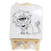 A small square canvas featuring a line-art drawing of a lion sitting on a light-colored wooden display easel, packaged in clear plastic.