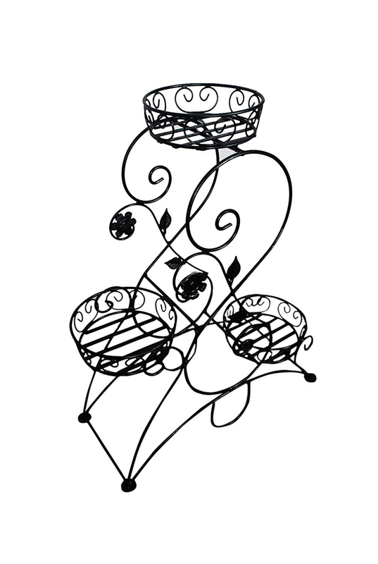 3-Tier Black Metal Plant Stand