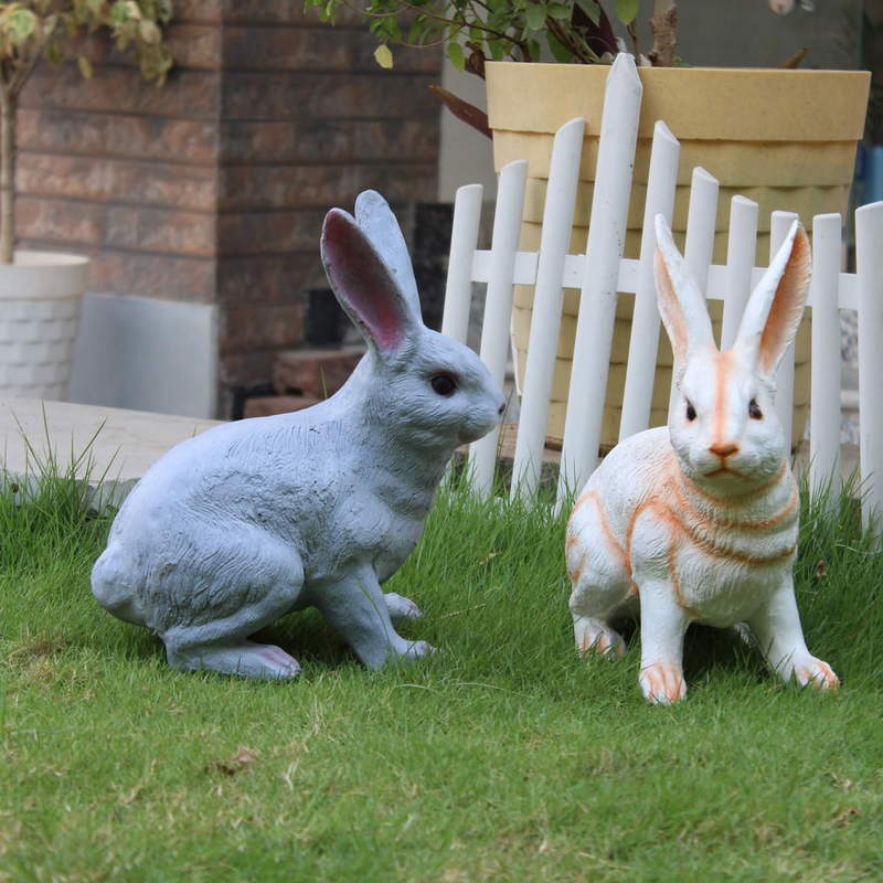 Pack of 2 Rabbits Made of Resin Statue for Home, Garden and Balcony décor